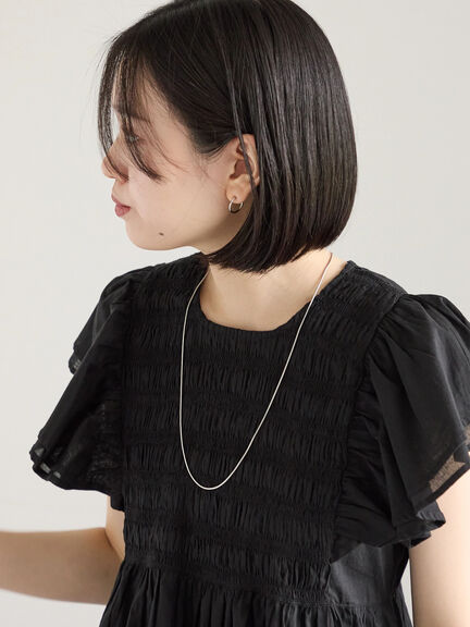 【Made in India】シャーリングブラウス（オフホワイト/ブラック/ブルー）｜Samansa Mos2 blue（サマンサモスモス ブルー）通販