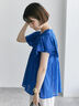 【Made in India】シャーリングブラウス（オフホワイト/ブラック/ブルー）｜Samansa Mos2 blue（サマンサモスモス ブルー）通販