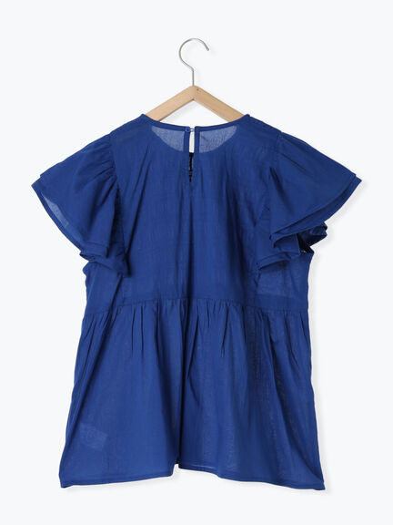【Made in India】シャーリングブラウス（オフホワイト/ブラック/ブルー）｜Samansa Mos2 blue（サマンサモスモス ブルー）通販