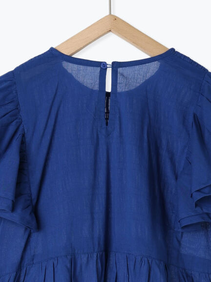 【Made in India】シャーリングブラウス（オフホワイト/ブラック/ブルー）｜Samansa Mos2 blue（サマンサモスモス ブルー）通販