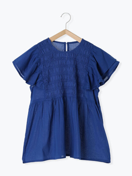 【Made in India】シャーリングブラウス（オフホワイト/ブラック/ブルー）｜Samansa Mos2 blue（サマンサモスモス ブルー）通販