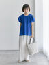 【Made in India】シャーリングブラウス（オフホワイト/ブラック/ブルー）｜Samansa Mos2 blue（サマンサモスモス ブルー）通販