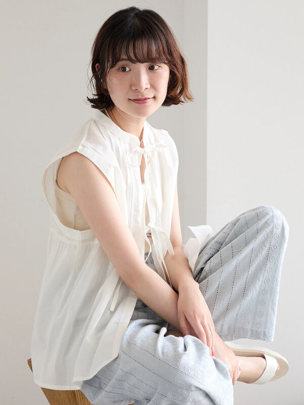 【Made in India】リボンベスト（オフホワイト）｜Samansa Mos2 blue（サマンサモスモス ブルー）通販