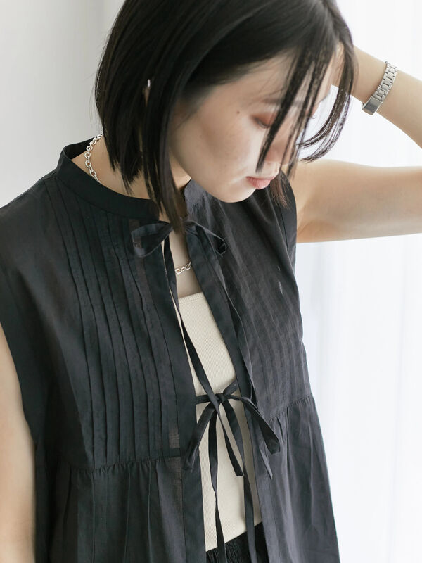 【Made in India】リボンベスト（ブラック）｜Samansa Mos2 blue（サマンサモスモス ブルー）通販