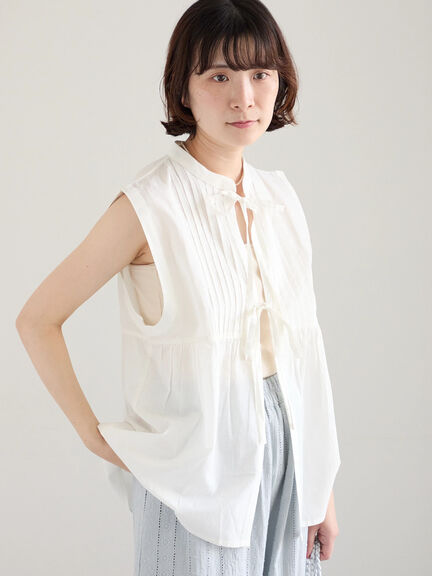 【Made in India】リボンベスト（オフホワイト/ブラック/ネイビー）｜Samansa Mos2 blue（サマンサモスモス ブルー）通販