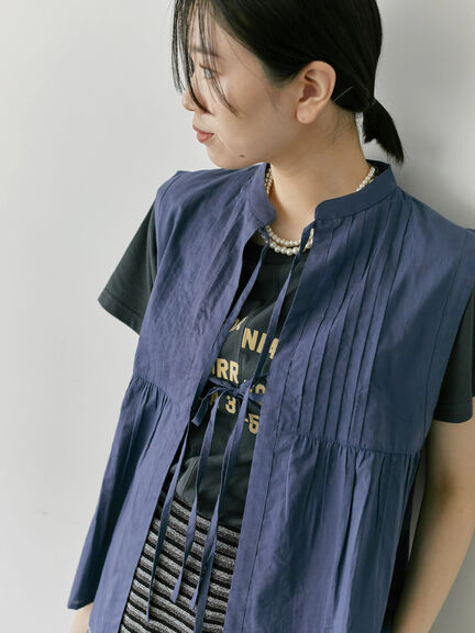 【Made in India】リボンベスト（オフホワイト/ブラック/ネイビー）｜Samansa Mos2 blue（サマンサモスモス ブルー）通販