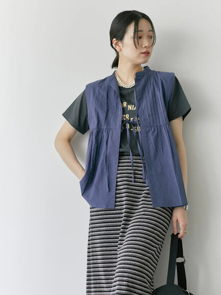 【Made in India】リボンベスト（オフホワイト/ブラック/ネイビー）｜Samansa Mos2 blue（サマンサモスモス ブルー）通販