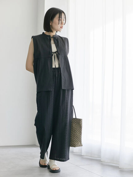 【Made in India】リボンベスト（オフホワイト/ブラック/ネイビー）｜Samansa Mos2 blue（サマンサモスモス ブルー）通販