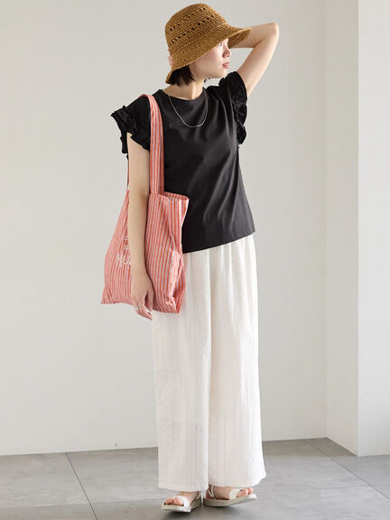 【Made in India】シフリーパンツ（オフホワイト/ブラック/サックスブルー）｜Samansa Mos2 blue（サマンサモスモス ブルー）通販