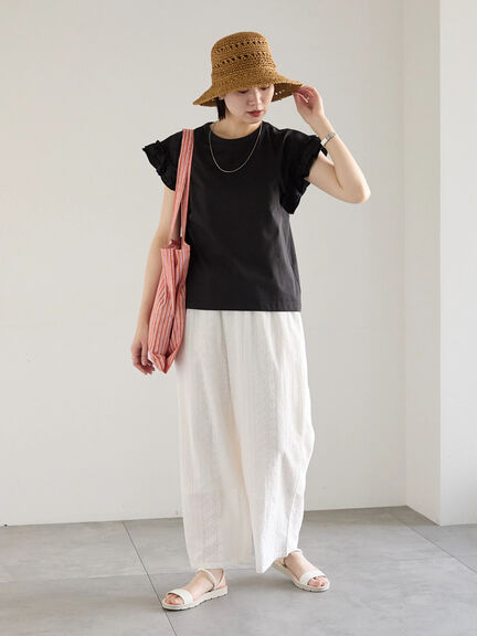 【Made in India】シフリーパンツ（オフホワイト/ブラック/サックスブルー）｜Samansa Mos2 blue（サマンサモスモス ブルー）通販