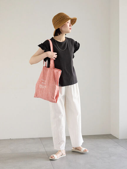 【Made in India】シフリーパンツ（オフホワイト/ブラック/サックスブルー）｜Samansa Mos2 blue（サマンサモスモス ブルー）通販