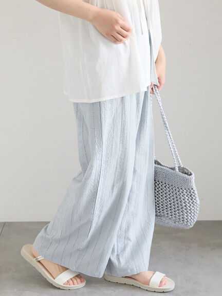 【Made in India】シフリーパンツ（オフホワイト/ブラック/サックスブルー）｜Samansa Mos2 blue（サマンサモスモス ブルー）通販