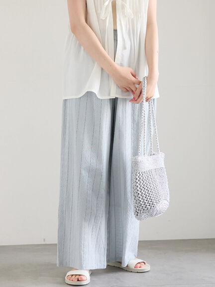 【Made in India】シフリーパンツ（オフホワイト/ブラック/サックスブルー）｜Samansa Mos2 blue（サマンサモスモス ブルー）通販