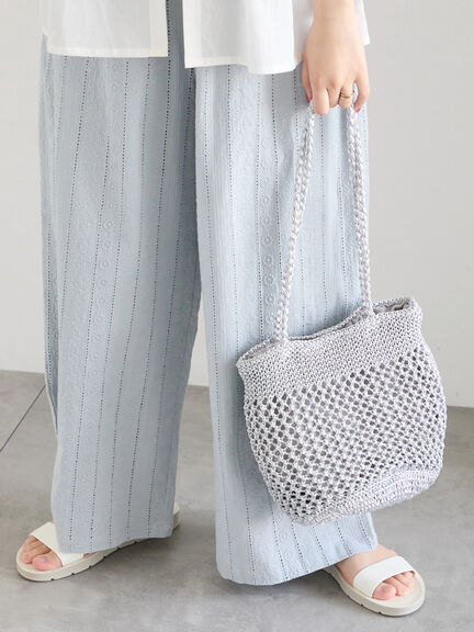【Made in India】シフリーパンツ（オフホワイト/ブラック/サックスブルー）｜Samansa Mos2 blue（サマンサモスモス ブルー）通販