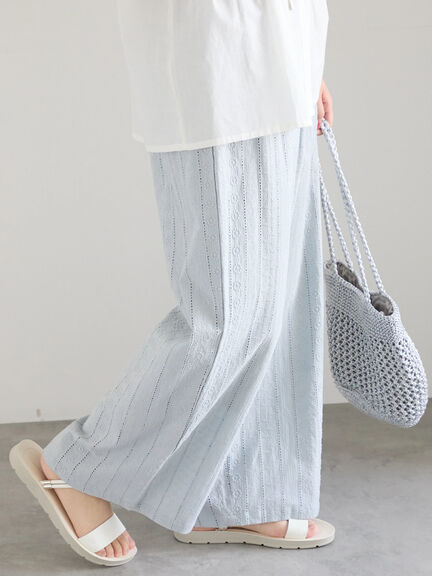 【Made in India】シフリーパンツ（オフホワイト/ブラック/サックスブルー）｜Samansa Mos2 blue（サマンサモスモス ブルー）通販