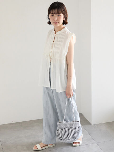 【Made in India】シフリーパンツ（オフホワイト/ブラック/サックスブルー）｜Samansa Mos2 blue（サマンサモスモス ブルー）通販