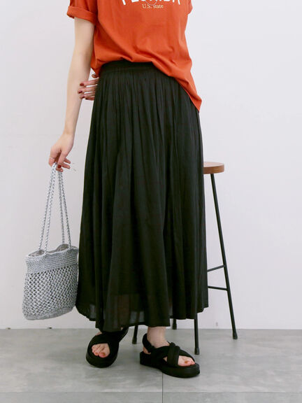 【Made in India】ボイルギャザースカート（ブラック/ターコイズブルー/ブルー/プラム）｜Samansa Mos2 blue（サマンサモスモス ブルー）通販