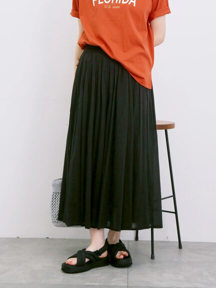 【Made in India】ボイルギャザースカート（ブラック/ターコイズブルー/ブルー/プラム）｜Samansa Mos2 blue（サマンサモスモス ブルー）通販