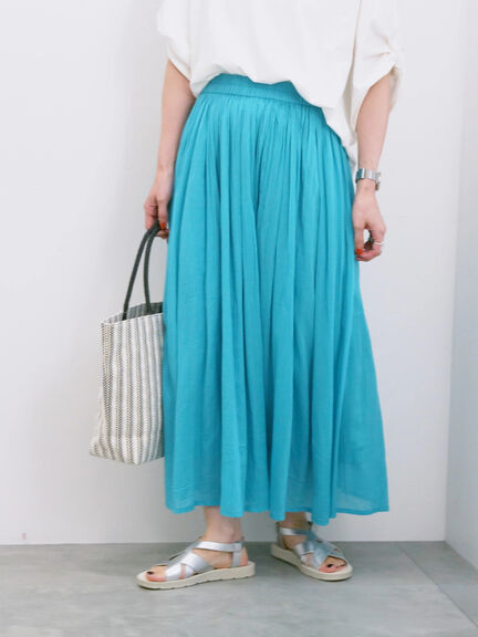 【Made in India】ボイルギャザースカート（ブラック/ターコイズブルー/ブルー/プラム）｜Samansa Mos2 blue（サマンサモスモス ブルー）通販