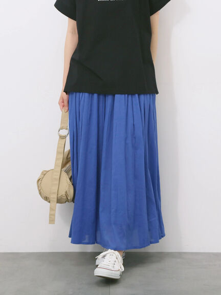 【Made in India】ボイルギャザースカート（ブラック/ターコイズブルー/ブルー/プラム）｜Samansa Mos2 blue（サマンサモスモス ブルー）通販