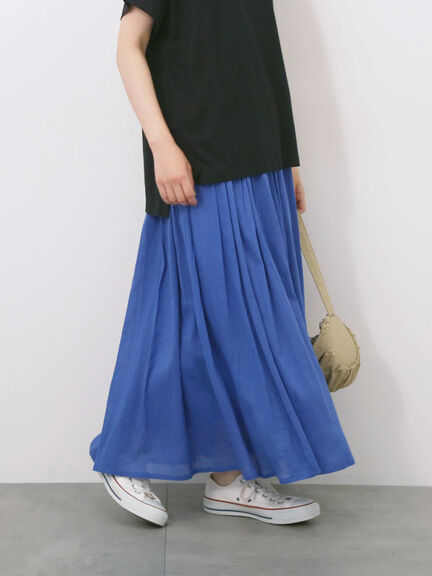 【Made in India】ボイルギャザースカート（ブラック/ターコイズブルー/ブルー/プラム）｜Samansa Mos2 blue（サマンサモスモス ブルー）通販