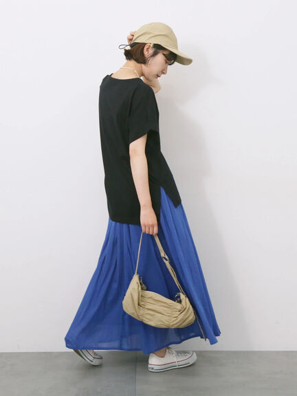 【Made in India】ボイルギャザースカート（ブラック/ターコイズブルー/ブルー/プラム）｜Samansa Mos2 blue（サマンサモスモス ブルー）通販
