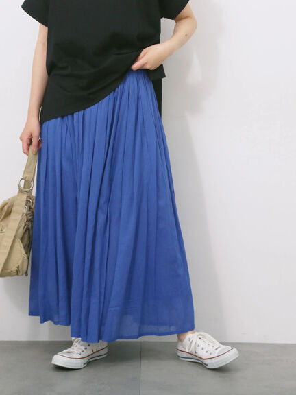 【Made in India】ボイルギャザースカート（ブラック/ターコイズブルー/ブルー/プラム）｜Samansa Mos2 blue（サマンサモスモス ブルー）通販