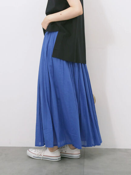 【Made in India】ボイルギャザースカート（ブラック/ターコイズブルー/ブルー/プラム）｜Samansa Mos2 blue（サマンサモスモス ブルー）通販