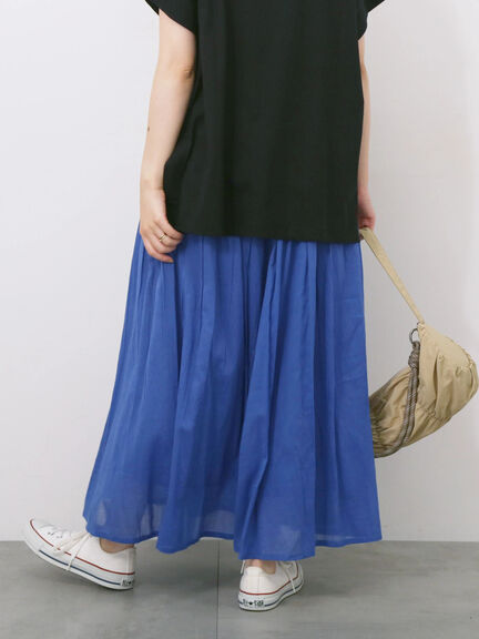 【Made in India】ボイルギャザースカート（ブラック/ターコイズブルー/ブルー/プラム）｜Samansa Mos2 blue（サマンサモスモス ブルー）通販