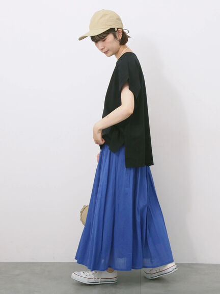 【Made in India】ボイルギャザースカート（ブラック/ターコイズブルー/ブルー/プラム）｜Samansa Mos2 blue（サマンサモスモス ブルー）通販