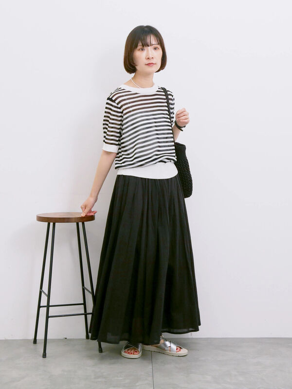 セール】 【Made in India】ボイルギャザースカート（ブラック