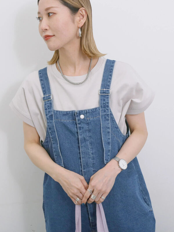 【USAコットン】アソートフレンチスリーブT（グレー）｜Samansa Mos2 blue（サマンサモスモス ブルー）通販