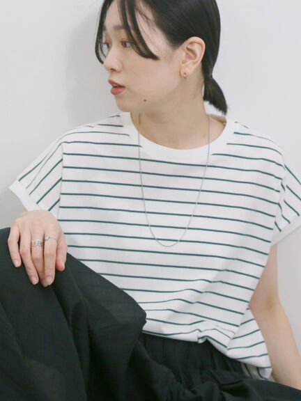 【USAコットン】アソートフレンチスリーブT（グレー/ブラック/ブラウン/グリーン/パープル）｜Samansa Mos2 blue（サマンサモスモス ブルー）通販