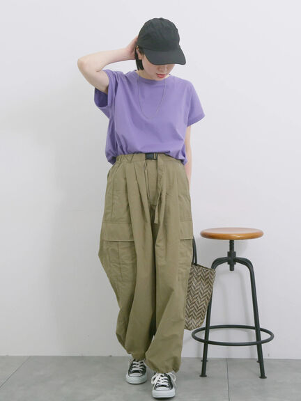 【USAコットン】アソートフレンチスリーブT（グレー/ブラック/ブラウン/グリーン/パープル）｜Samansa Mos2 blue（サマンサモスモス ブルー）通販