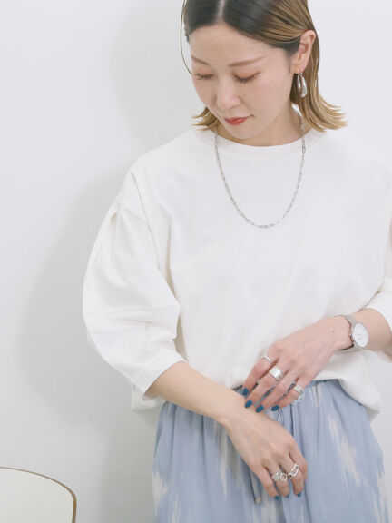 【USAコットン】ランタンスリーブTシャツ（オフホワイト/チャコールグレー/グリーン）｜Samansa Mos2 blue（サマンサモスモス ブルー）通販