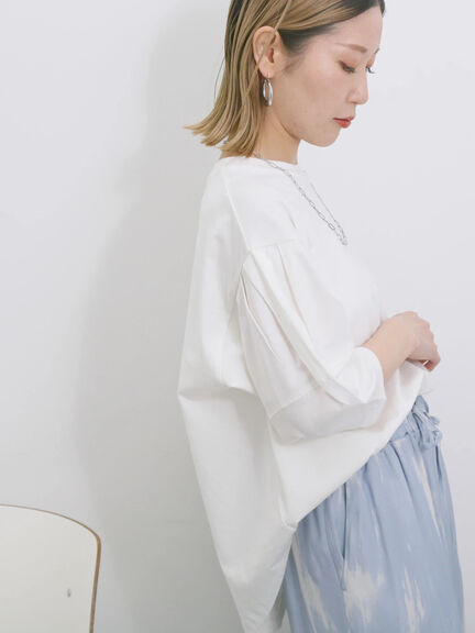 【USAコットン】ランタンスリーブTシャツ（オフホワイト/チャコールグレー/グリーン）｜Samansa Mos2 blue（サマンサモスモス ブルー）通販