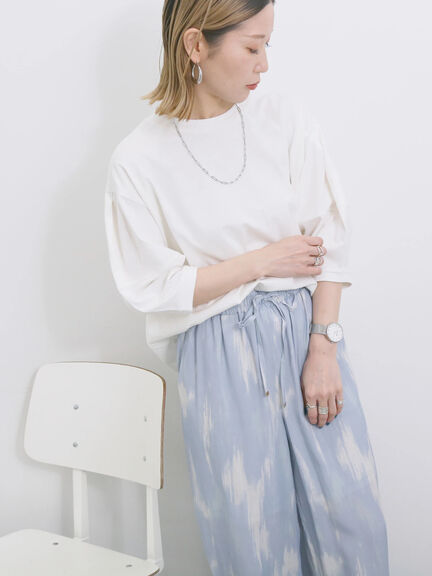 【USAコットン】ランタンスリーブTシャツ（オフホワイト/チャコールグレー/グリーン）｜Samansa Mos2 blue（サマンサモスモス ブルー）通販