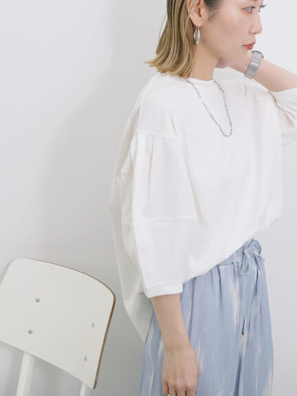 【USAコットン】ランタンスリーブTシャツ（オフホワイト/チャコールグレー/グリーン）｜Samansa Mos2 blue（サマンサモスモス ブルー）通販