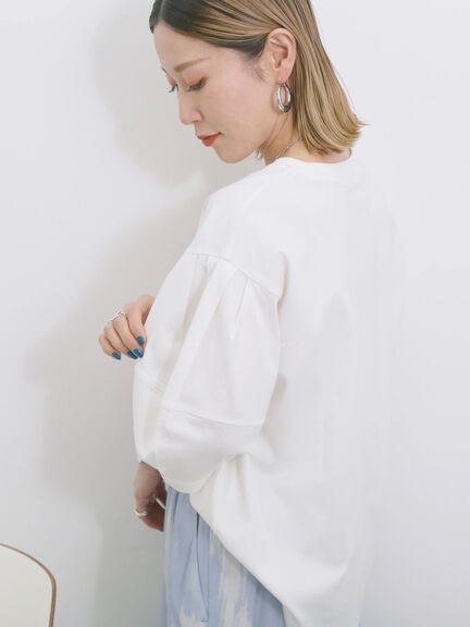 【USAコットン】ランタンスリーブTシャツ（オフホワイト/チャコールグレー/グリーン）｜Samansa Mos2 blue（サマンサモスモス ブルー）通販