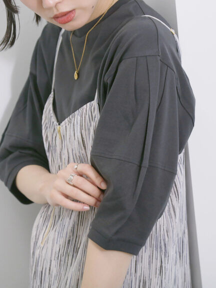 【USAコットン】ランタンスリーブTシャツ（オフホワイト/チャコールグレー/グリーン）｜Samansa Mos2 blue（サマンサモスモス ブルー）通販