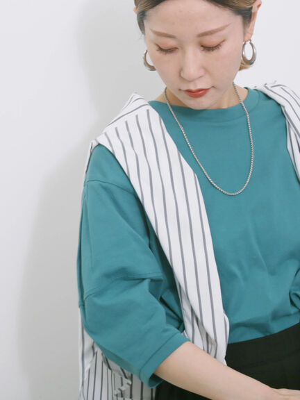 【USAコットン】ランタンスリーブTシャツ（オフホワイト/チャコールグレー/グリーン）｜Samansa Mos2 blue（サマンサモスモス ブルー）通販