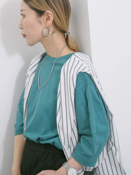 【USAコットン】ランタンスリーブTシャツ（オフホワイト/チャコールグレー/グリーン）｜Samansa Mos2 blue（サマンサモスモス ブルー）通販