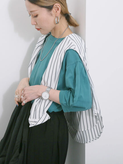 【USAコットン】ランタンスリーブTシャツ（オフホワイト/チャコールグレー/グリーン）｜Samansa Mos2 blue（サマンサモスモス ブルー）通販