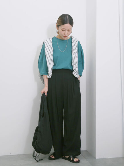 【USAコットン】ランタンスリーブTシャツ（オフホワイト/チャコールグレー/グリーン）｜Samansa Mos2 blue（サマンサモスモス ブルー）通販