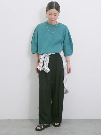 【USAコットン】ランタンスリーブTシャツ（オフホワイト/チャコールグレー/グリーン）｜Samansa Mos2 blue（サマンサモスモス ブルー）通販