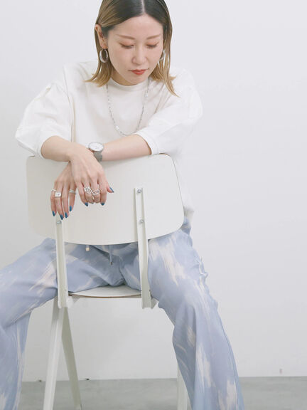 【USAコットン】ランタンスリーブTシャツ（オフホワイト/チャコールグレー/グリーン）｜Samansa Mos2 blue（サマンサモスモス ブルー）通販