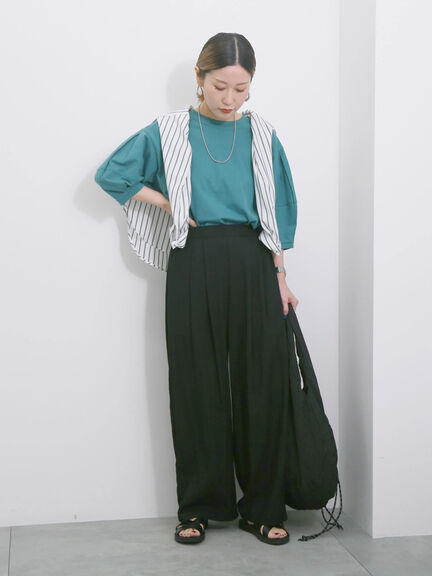 【USAコットン】ランタンスリーブTシャツ（オフホワイト/チャコールグレー/グリーン）｜Samansa Mos2 blue（サマンサモスモス ブルー）通販