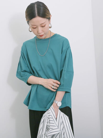 【USAコットン】ランタンスリーブTシャツ（オフホワイト/チャコールグレー/グリーン）｜Samansa Mos2 blue（サマンサモスモス ブルー）通販