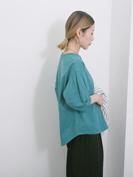 【USAコットン】ランタンスリーブTシャツ（オフホワイト/チャコールグレー/グリーン）｜Samansa Mos2 blue（サマンサモスモス ブルー）通販