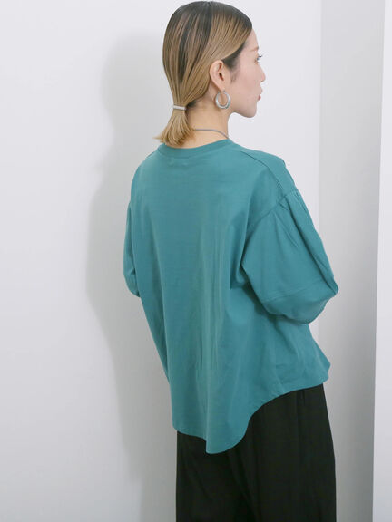 【USAコットン】ランタンスリーブTシャツ（オフホワイト/チャコールグレー/グリーン）｜Samansa Mos2 blue（サマンサモスモス ブルー）通販